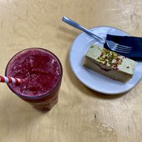 Beautiful smoothie and cake 🙏  at The Pig Pen Cafe in Okehampton