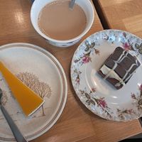 Easter brunch dessert: mango cheesecake and kinder cake at Kasvila in Sipoo