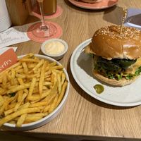 Burger & fries  at Hulala in Dusseldorf