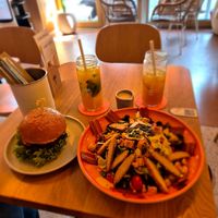 Cheeseburger an Caesar salad ❤️ at Hulala in Dusseldorf