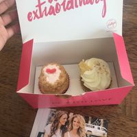 Strawberry shortcake and pina colada cupcakes.  at Kelly's Bake Shoppe in Oakville