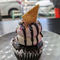 Neopolitan cupcake at Mister Nice Guy's Bakeshop in Ascot Vale