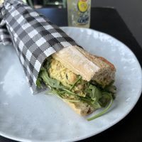 Chickpea ’Tuna’ baguette 🥖   at Mister Nice Guy's Bakeshop in Ascot Vale