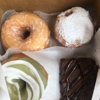 Classic Donut, Jelly Jamz, Lemon Matcha and brownie.  at Sweet Theory Baking Co. in Jacksonville