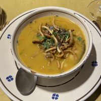 Chickpea soup with fried spaghetti   at La Casa Della Bruschetta in Vieste