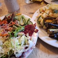 Salad buffet at Neue Regensburger Hütte in Neustift Im Stubaital