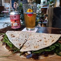 Vegan piadine and kombucha at The Rootz Bar in Valletta