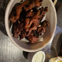 Portabello "strips" with vegan tater sauce, brought me back to my New England fried clam childhood at Rice in Manhattan Beach