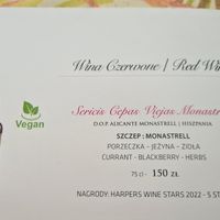 Several Vegan wines also available at Carmen in Miedzyzdroje