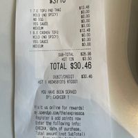 Receipt   at Thai Express in Guelph