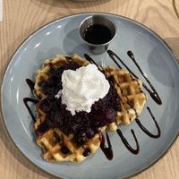 Waffles with the most amazing whipped cream 🤩  at Stillfood Bistro & Cappuccino Bar in Penticton