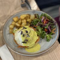 Half portion of the benny  at Stillfood Bistro & Cappuccino Bar in Penticton