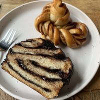 Chocolate babka and cinnamon bun  at Crave Coffee & Bakery in Rotterdam