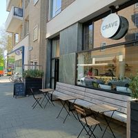 Front of store at Crave Coffee & Bakery in Rotterdam