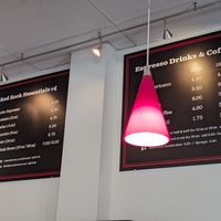 Soya, almond, oat milk cost extra. at Red Rock Coffee in Mountain View