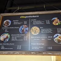 Menu at Chopstickers in Denver