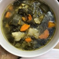 Soup of the day, spinach and lentils   at Bioforma Restaurant in Funchal