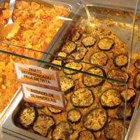 only (warm) vegan option; Roast aubergines (dish recommended by the dietitian says the first text) at Bioforma Restaurant in Funchal