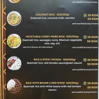 Rice/Pasta. Items that can be made vegan are clearly marked by the green icon.  at Tribes by Nelz Pan in Bucharest