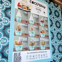 Coco whip menu at Blue Door Kiosk in Merewether