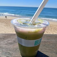 Strawberry matcha latte at Blue Door Kiosk in Merewether