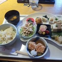 set meal with lots of tasty dishes. at Tofu Cafe Fujino in Kyoto