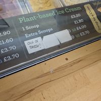 Prices/whippy out of stock sticker at Scooped in Scarborough