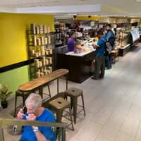 Inside; limited seating at Pio Bagel - West in New York City