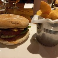 Spicy bean burger with chunky fries at The Kingfisher in Northwich