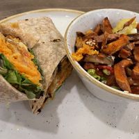 Dragon fries and Buffalo wrap  at Fresh Kitchen + Juice Bar in Oakville