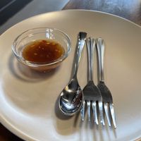 Hot sauce for dipping  at Tuba Cafe in Squamish