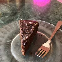 Chocolate cake  at La Sinsorga - Cultural Space in Bilbao