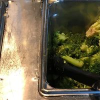 Some vegan items from the hot entrée bar (menu changes daily) at Q. Cumbers in Edina