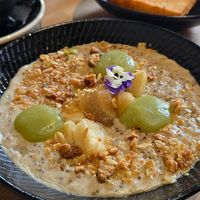 Apple pie oats - very creamy, right balance of sweetness and a nice crumble on top at Larder in Daylesford