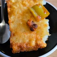 A half eaten hash brown - too delicious to take a photo of before digging in! at Larder in Daylesford