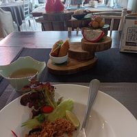 Incredible breakfast (coffee already drunk!) at Na Vayla PaPlern Hotel in Bangkok