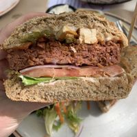 Pea protein burger  at Arte y Sabor in Sevilla