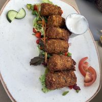 Home made falafel with lemon flacons.  at Arte y Sabor in Sevilla