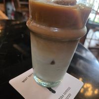 Iced sweetened latte with oat milk at Toriba Coffee in Kyoto