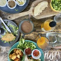 So fresh. Lentil omelette. Pita, empanada  at Lori Restaurant & Deli in Dominical