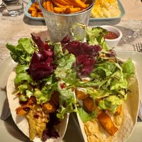 Soft tacos and sweet potato friess  at The Good Grub in Eastbourne