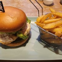 Green Goddess Burger with pesto, camembert, avocado, and crisp romaine at The Good Grub in Eastbourne