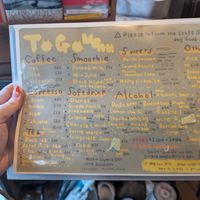 Menu, back at Kon'nichiwa in Naoshima