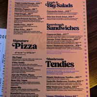Veg menu at Moodys Pizza Bar & Arcade in Hamilton