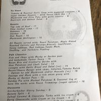 Sunday menu September 2023  at The Royal Oak  in Lingfield