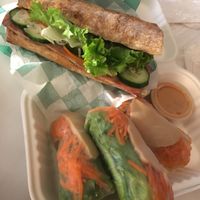 vegan2go sub and summer rolls with peanut sauce, delicious!!!!!  at Health Bistro in Gainesville