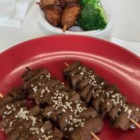 Skewers and wings at Health Bistro in Gainesville