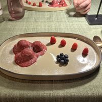 Raspberry sorbet  at Salice Blu in Bellagio