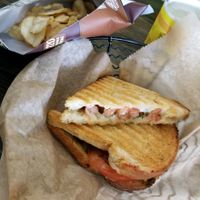 Pesto and tomato "grilled cheese" at Heirloom Food Company in Danielson