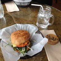 Bella burger with vegan cheese  at Heirloom Food Company in Danielson